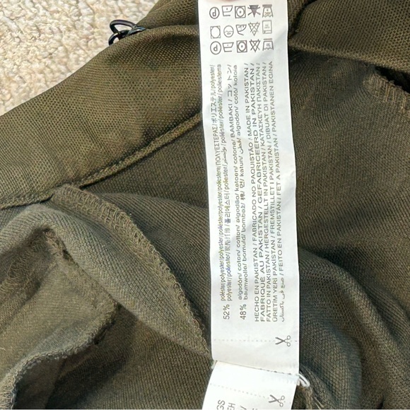 Zara khaki green high waisted slim tapered ankle length pleated pants Sz L - Picture 12 of 13